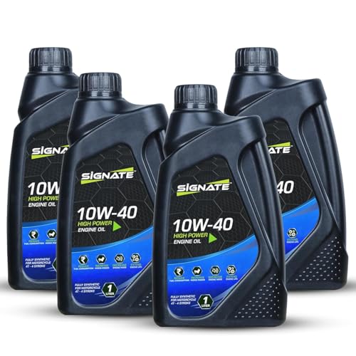 Image of Signate 10W40 Street Race Fully Synthetic Bike Engine Oil 1L, High Performance Engine Oil for Motor Cycle, Maximum Gear Protection & Efficient Performance Bike Oil (Pack of 4)