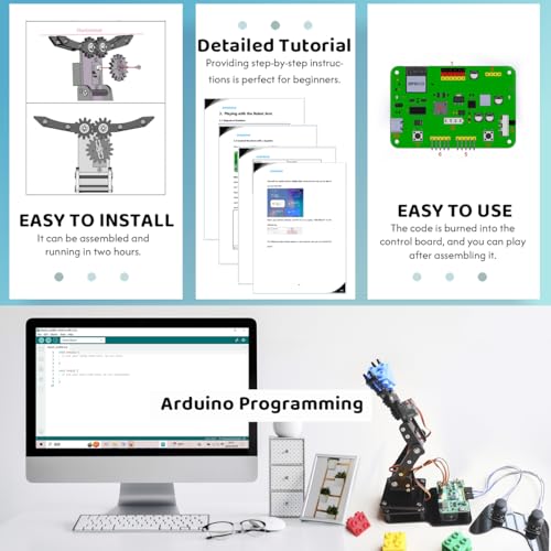 SIYEENOVE Smart Robot Arm for Arduino & ESP32-C3 4DOF Programmable Robotic Arm Building Kit with Joystick/Web App Control for Beginner & Hobbyists, STEM Educational Desktop Mini Arm Easy to Assemble - Image 4