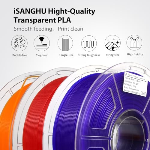 Image of 3D Printer PLA Filament HS Transparent Blue for Bambu Lab AMS AMSLite | High toughness is suitable for functional parts;prevents nozzle clogging and air bubbles1.75mm is suitable for Bambu printers
