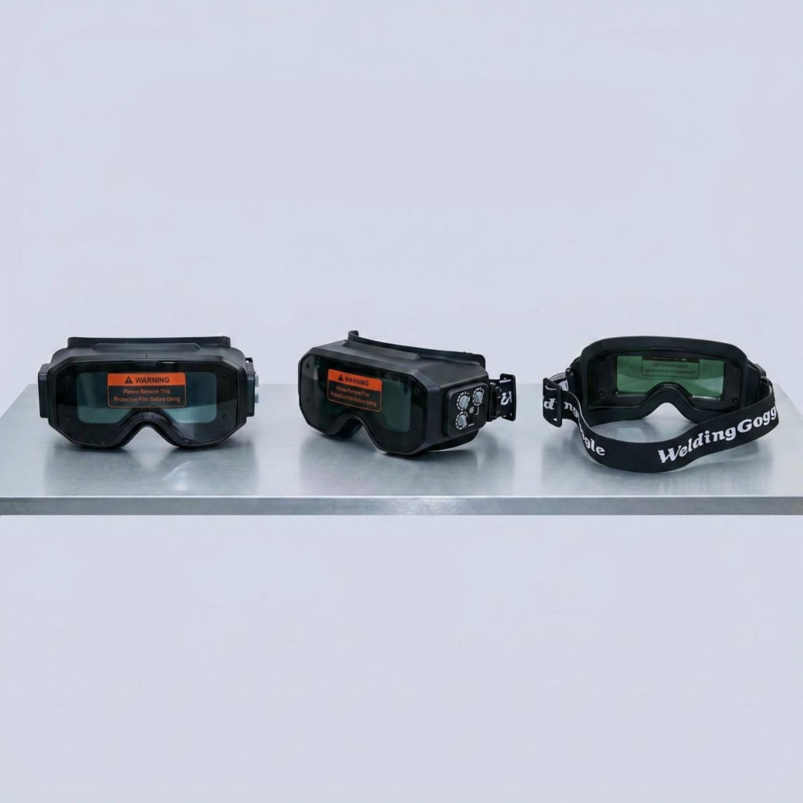 Milageto Protección Ocular para Soldadura Gafas Visor Pantalla Autoadaptativa con Lente Tintada Frente Película Protectora Desprendible Correa Ajustable