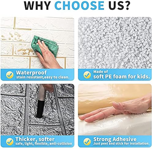 Image of SAYFINE 3D Wall Panel Wallpaper, Self Adhesive PE Foam Brick Sticker, Waterproof Peel & Stick Wall Covering for Home, Bedroom & Living Room Decor, 70 x 77 cm (Pack of 1, 5.8 Sq. Ft. Approx)