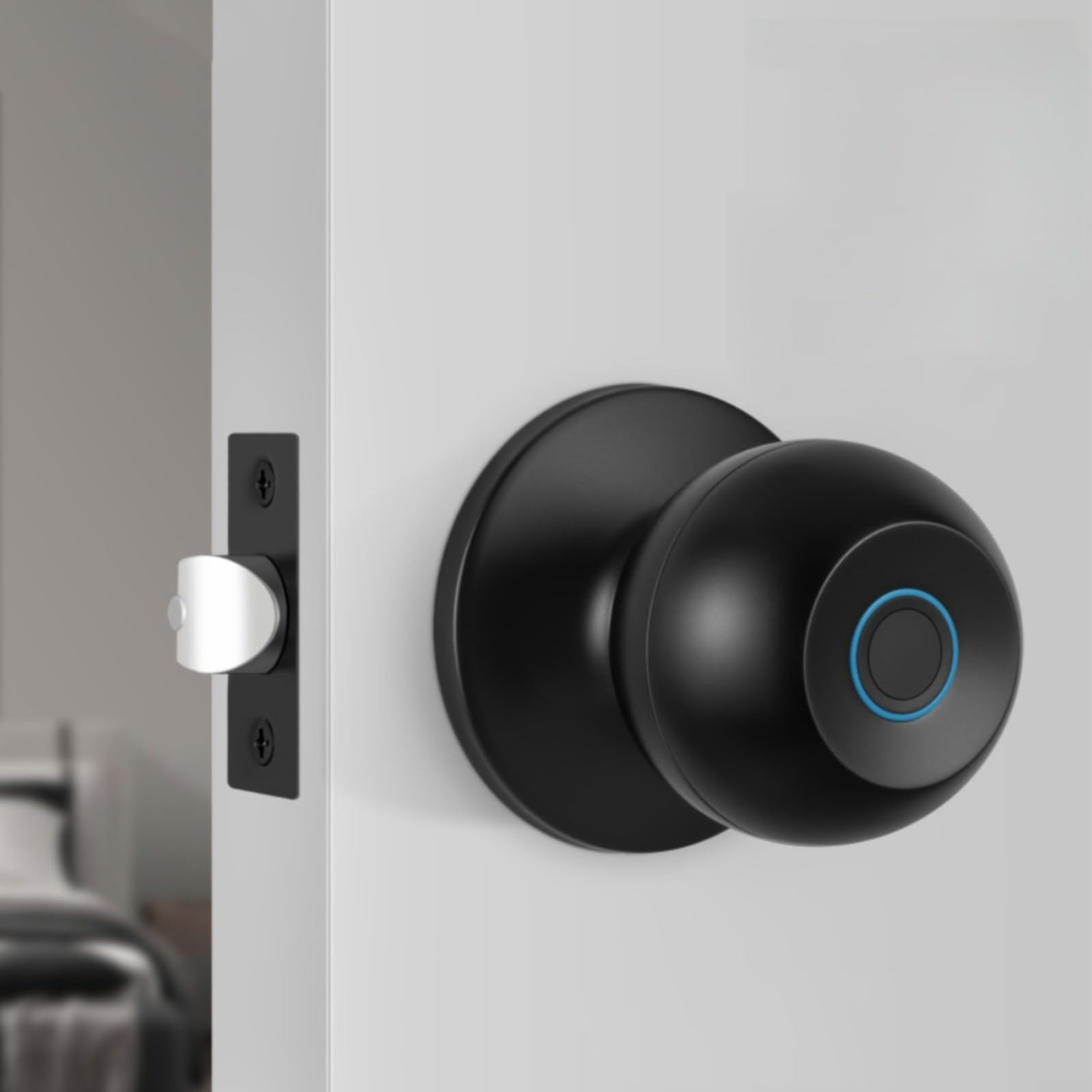 Cerradura de puerta inteligente en forma de bola de acero inoxidable con entrada sin llave, seguro para acceso para apartamento, oficina y puertas de habitación de madera (D)