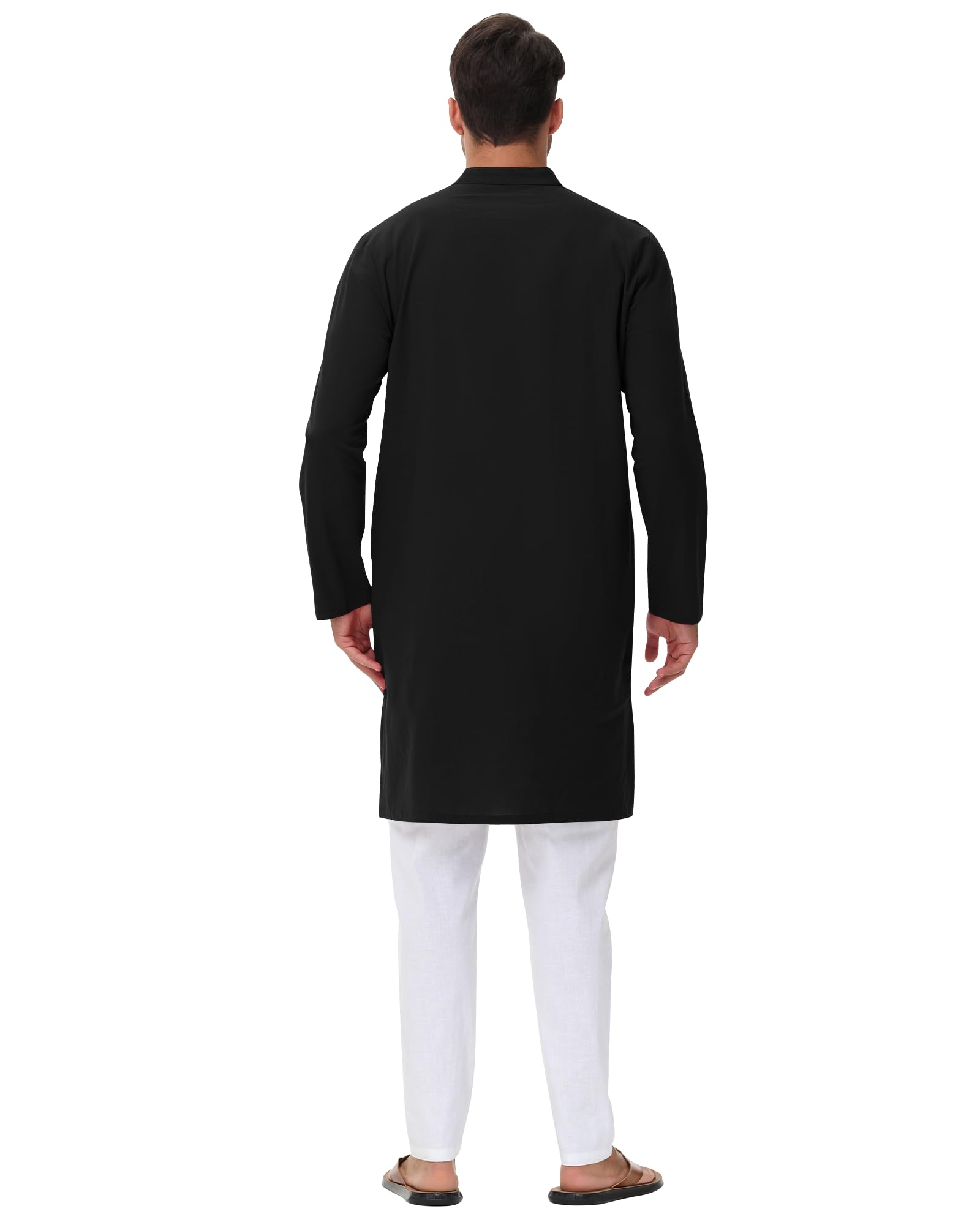 NANAMEEI Kurta Hombre de Algodón y Lino Manga Larga Tradicional Túnica India para Meditación y Yoga