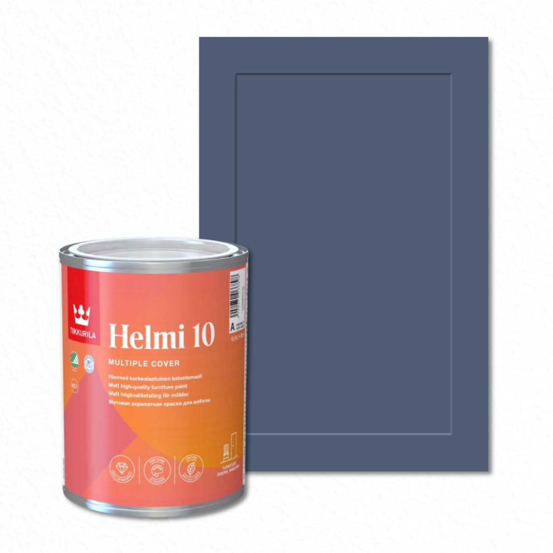 TIKKURILA Helmi 10 Matt Paint for Kitchen Cupboards, Furniture & MDF | Durable Interior Wood Finish - 0.25L Nocturne N348