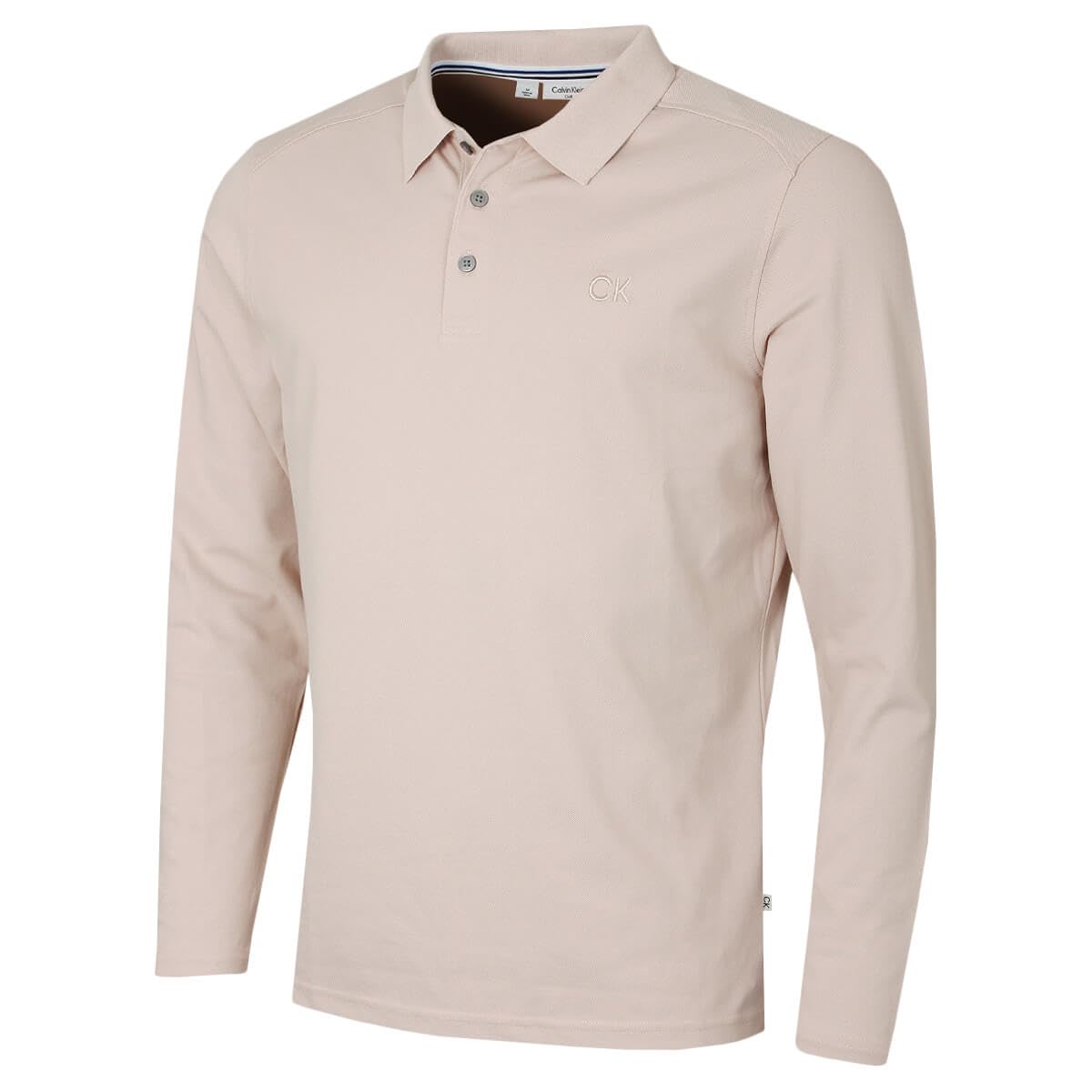 Calvin Klein (Xxl, Stone) Mens 2026 Long Sleeve Stretch Campus Golf Polo Shirt