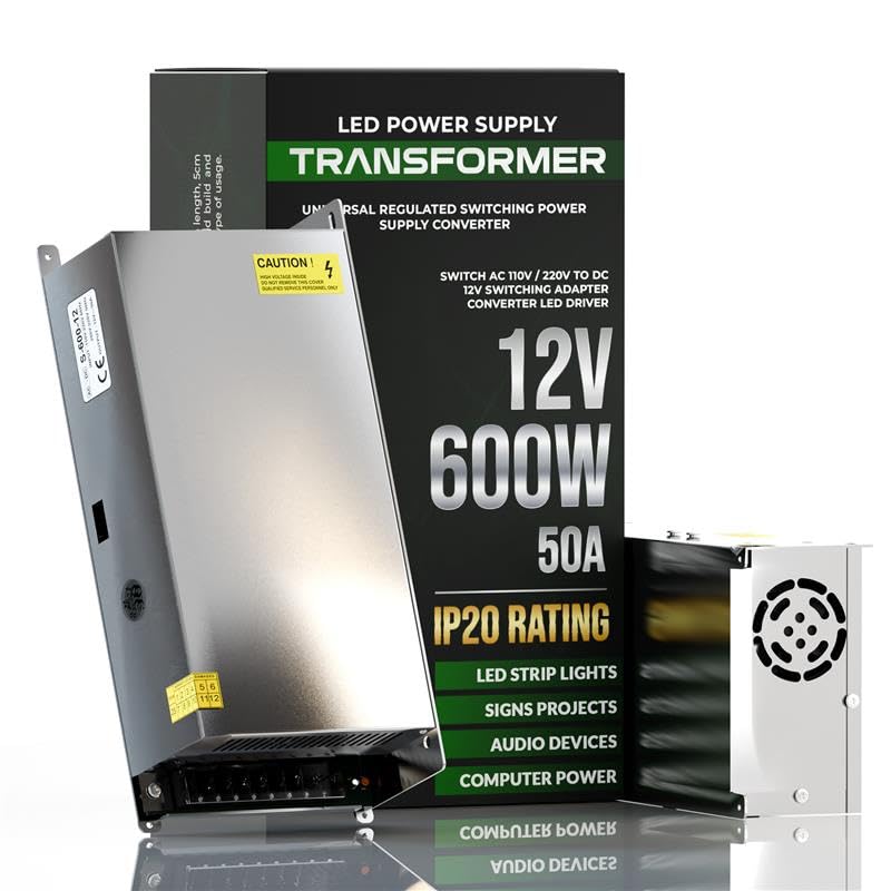 12V 50A 600W Power Supply for LED Lighting Strips Low Voltage Power Supply Universal Regulated Switching Transformer Adapter for 3D Printer CCTV Radio Computer Monitor (600W) โ image 1