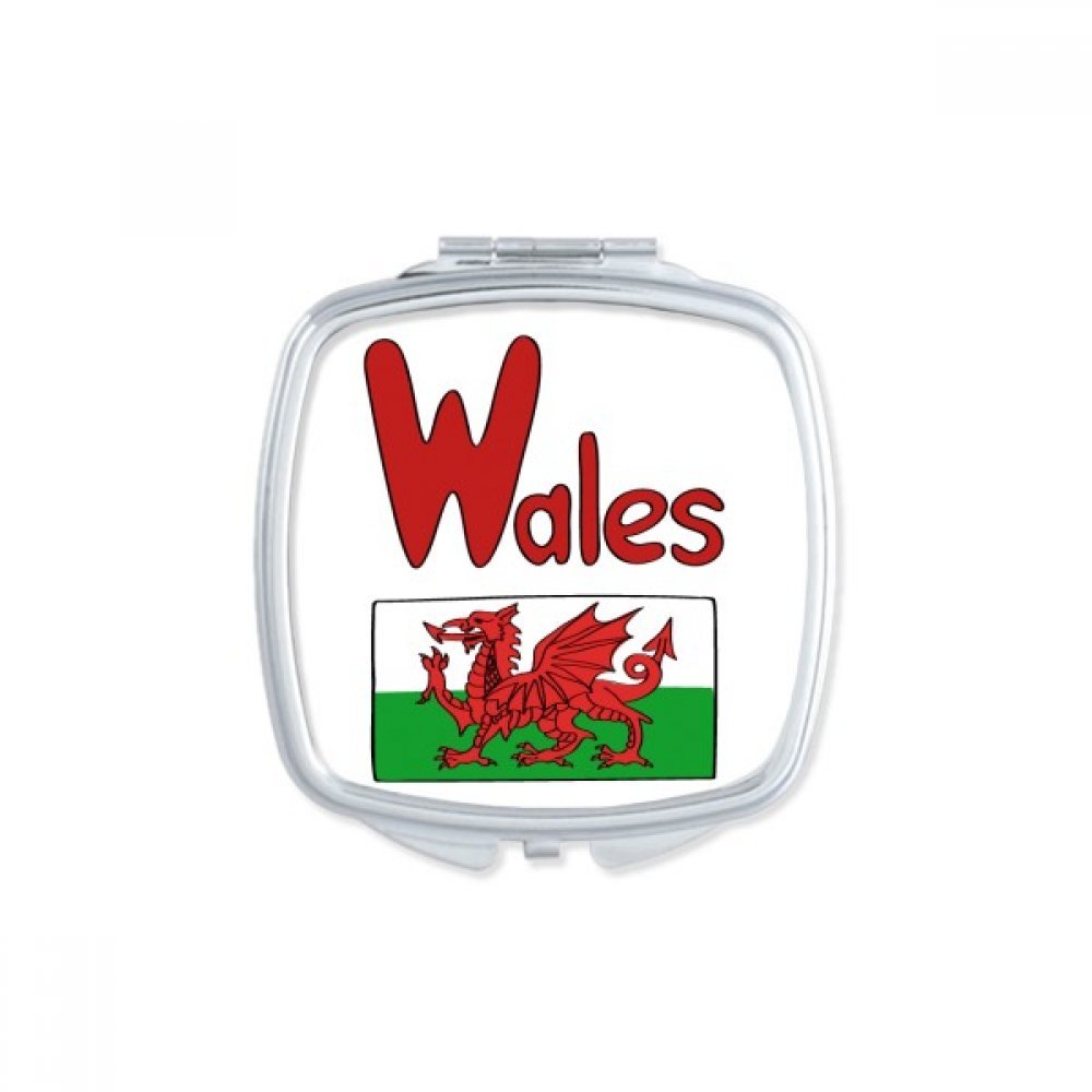 Miroir carré maquillage compact portable cadeau mignon motif symbole Wales pour anniversaire
