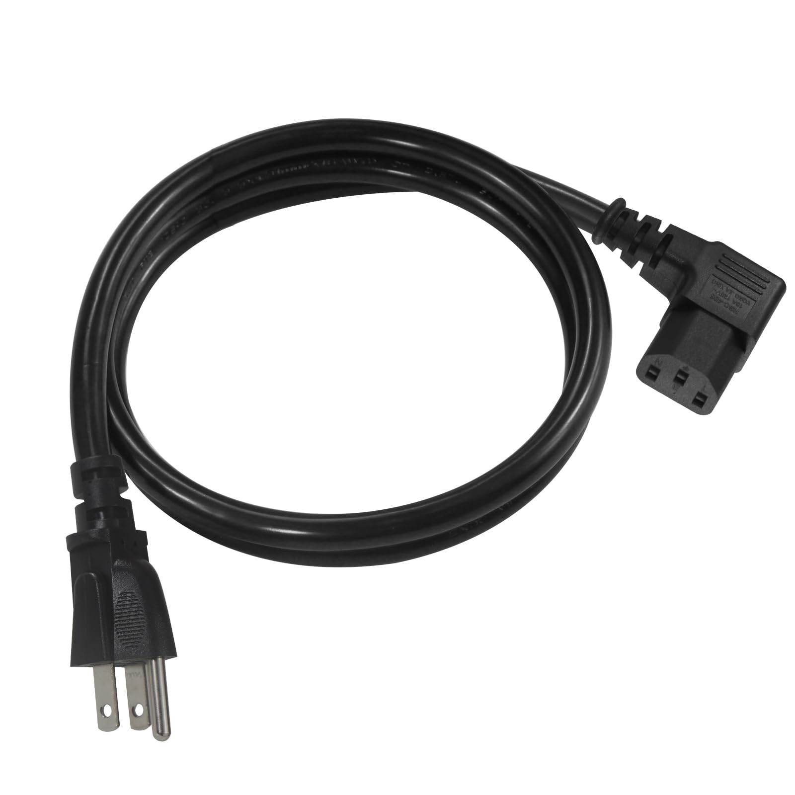 3FT Right Angle Computer Power Cord - NEMA 5-15 Plug to IEC C13 Power Cord,Universal PC Power Supply Cord, 16AWG, Black C13 3 Prong Angled AC Cord for