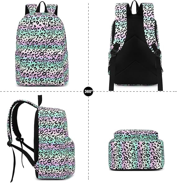 Image of ShopyVid 17-In School Bag for Girls with Lunch bag /school bag for girls 10 years /school bag for girls kids for 5-7 year(Multi Leopard)