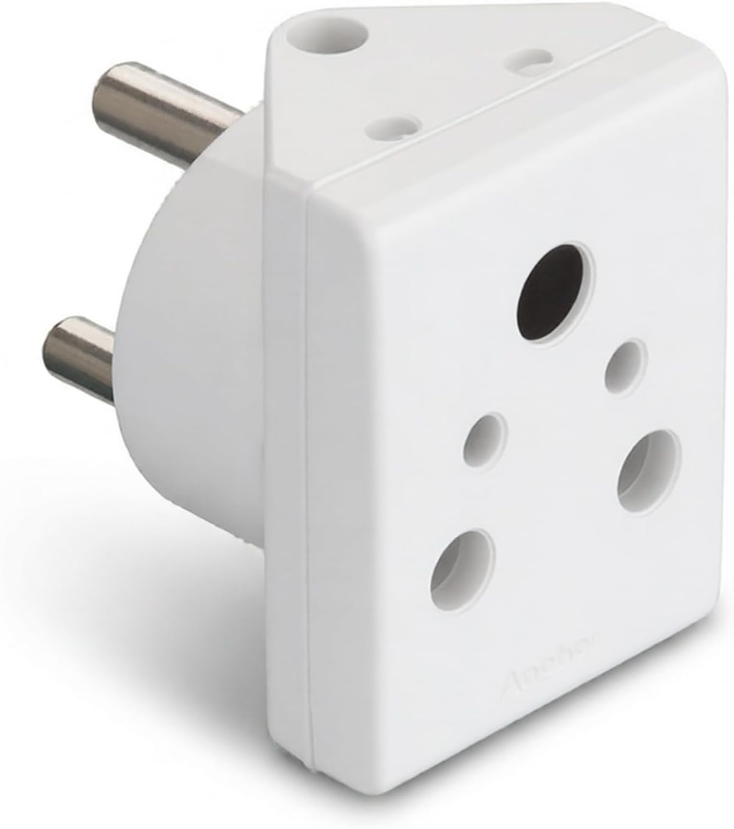 Anchor by Panasonic 16A Pilot 3 Pin Plug | Pilot 3 Pin Multiplug Plug for Home & Office Appliances | (3166, White)