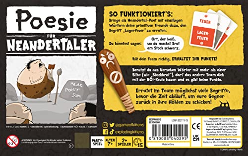 Exploding Kittens, Poesie für Neandertaler, Partyspiel, Kartenspiel, 2+ Spieler, Ab 7+ Jahren, 15 Minuten, Deutsch – Bild 4