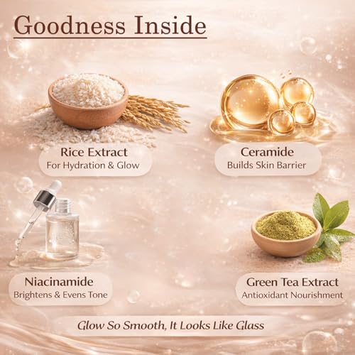 Image of Globus Naturals Rice Ceramide Body Care Combo for Glass Skin | Body Wash + Body Lotion + Loofah | Deep Hydration, Barrier Repair & Brightening Glow | Rice Body Care | Soft, Smooth & Radiant Skin | Daily Use for Men & Women | All Skin Types