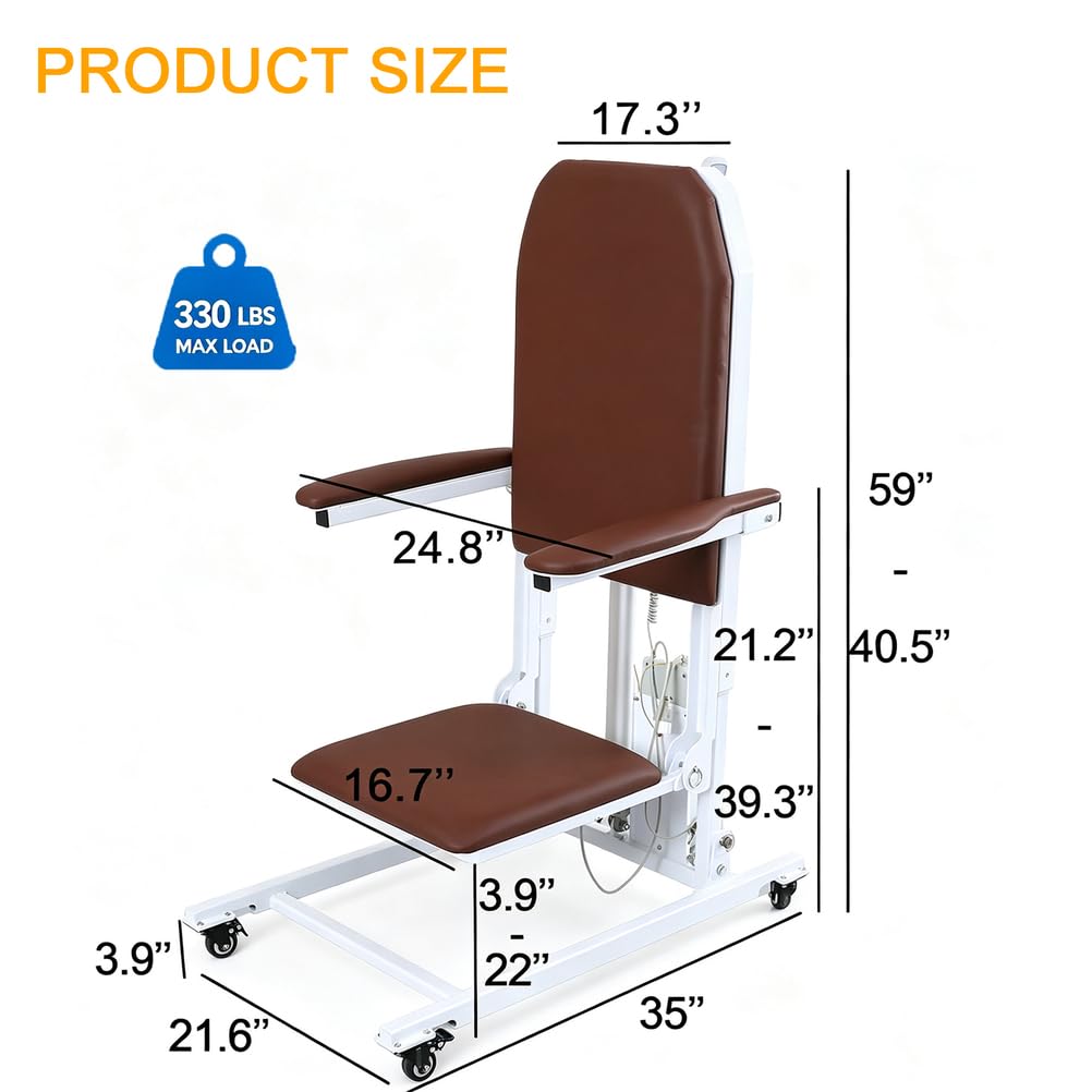 Silla Elevadora Eléctrica Móvil para Levantarse del Suelo, Plegable, 150 Kg