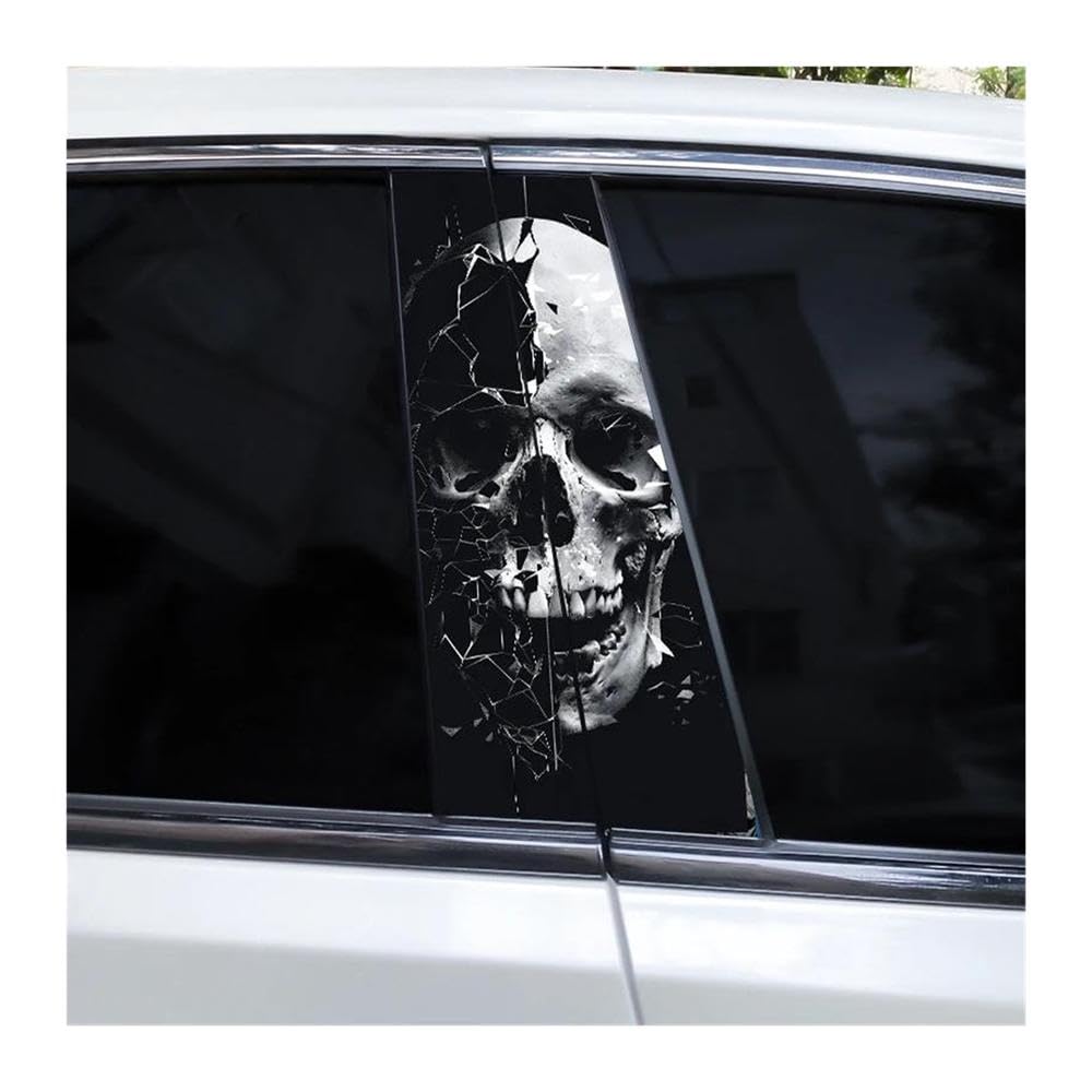 Body Parts 2pcs Car Center Pillar Sticker Colorful Skull Auto B-Pillar Waterproof Protective Film(F)