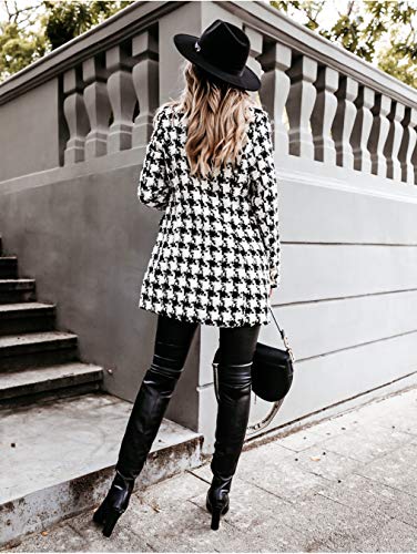 utcoco Womens 2025 Fashion Tweed Blazers Business Casual Double Breasted Open Front Plaid Blazer Jackets4