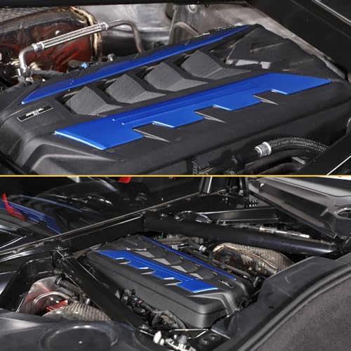 Image of CHEAYAR Engine Bay Panel Cover Compatible with Chevrolet Corvette C8 2020-2023, Engine Shroud Cover Panel Trims, C8 Accessories 2PCS (Engine Compartment Cover - Blue)