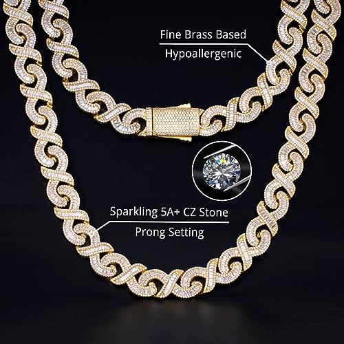 Lulu Mel Iced Out 15mm Geometric Zircon Cuban Link Chain For Women Men, Hip Hop 14K Gold Plated Bling Mens Heavy Miami Cuban Link Rapper Chains4