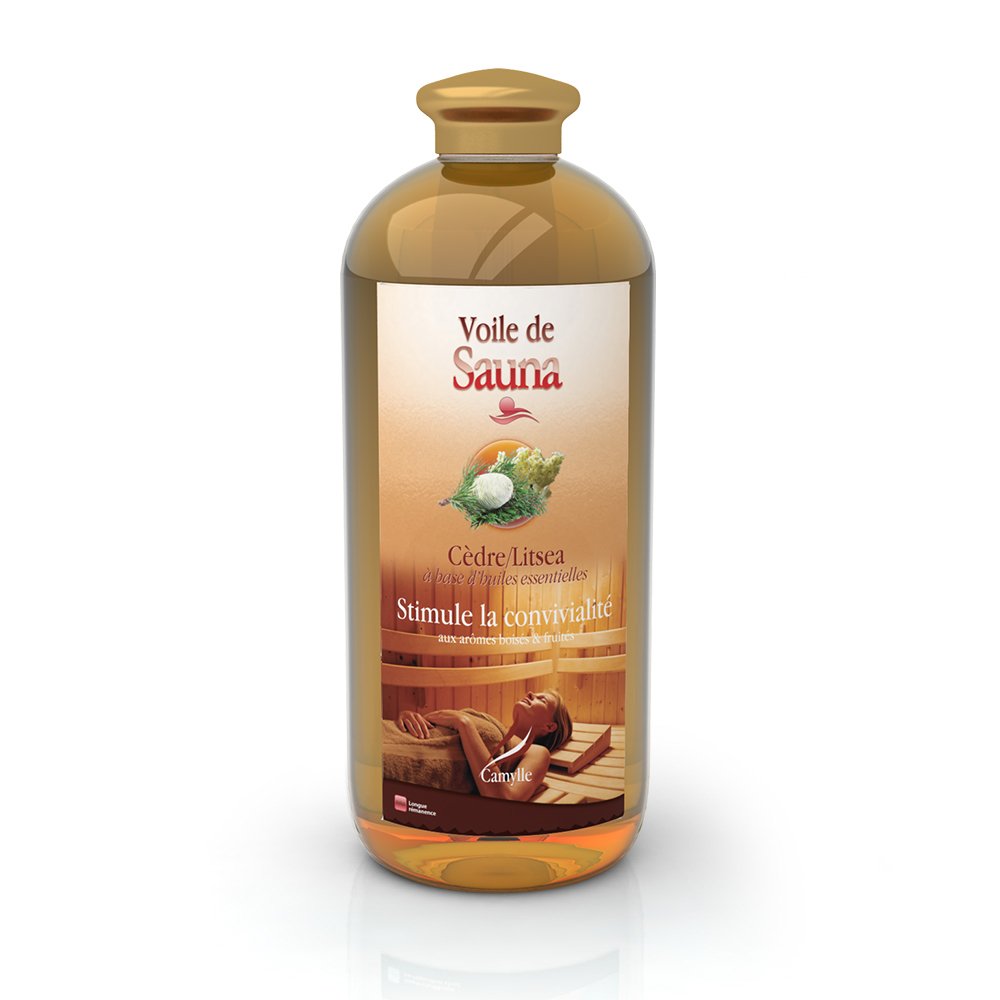 Camylle - Sauna Fragrance Cedar/Litsea - A base di oli essenziali puri e naturali per sauna - Stimola la convivialità con aromi legnosi e fruttati - 1000ml