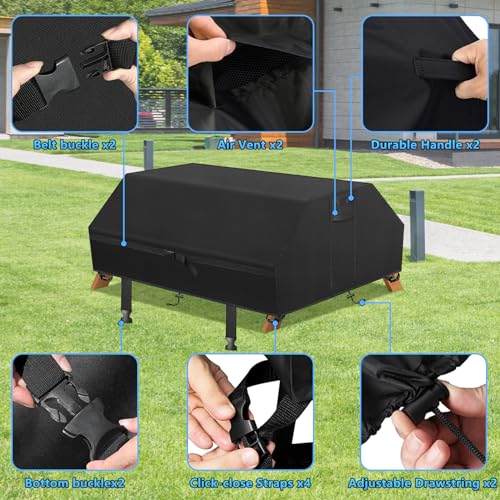 Housse de table de pique-nique en tissu Oxford 600D robuste, protection imperméable premium - 4