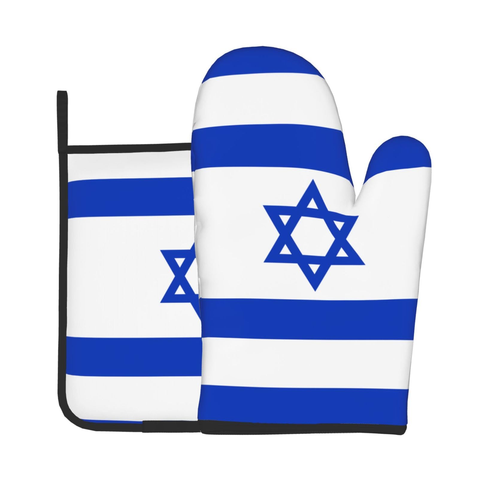 Oven Mitts and Potholders Set of 2 for Kitchen Baking Cooking GrayIsraeli Flag Thick and Durable