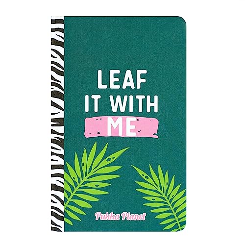 Image of Pukka Pad, Pukka Planet A5 Soft Cover Notebook – Casebound Journal with 192 Pages of 8mm Ruled 90GSM Paper – Feature Acid-Free, Vegan Inks and Glue with Recycled Paper, 21.5 x 13.4cm - Leaf It
