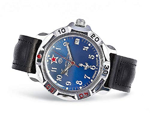 Preisvergleich Produktbild Vostok Komandirskie 211307, Armband Uhr, UDSSR, Russland, Militär, Komandirskije Uhr, Armbanduhr, UDSSR, Soviet Union, Flotte, Mechanisch, Wasserdicht, Kalender, Wappen, Flagge, Blau, Roter Stern