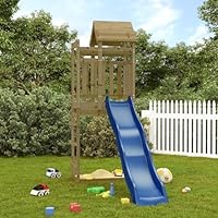Homgoday Outdoor Playset for Kids, Solid Wood Pine Backyard Playground with Swing and Slide, Multi-Activity Centre with Wave Slide and Sandpit, CP-69 for Children Garden Play