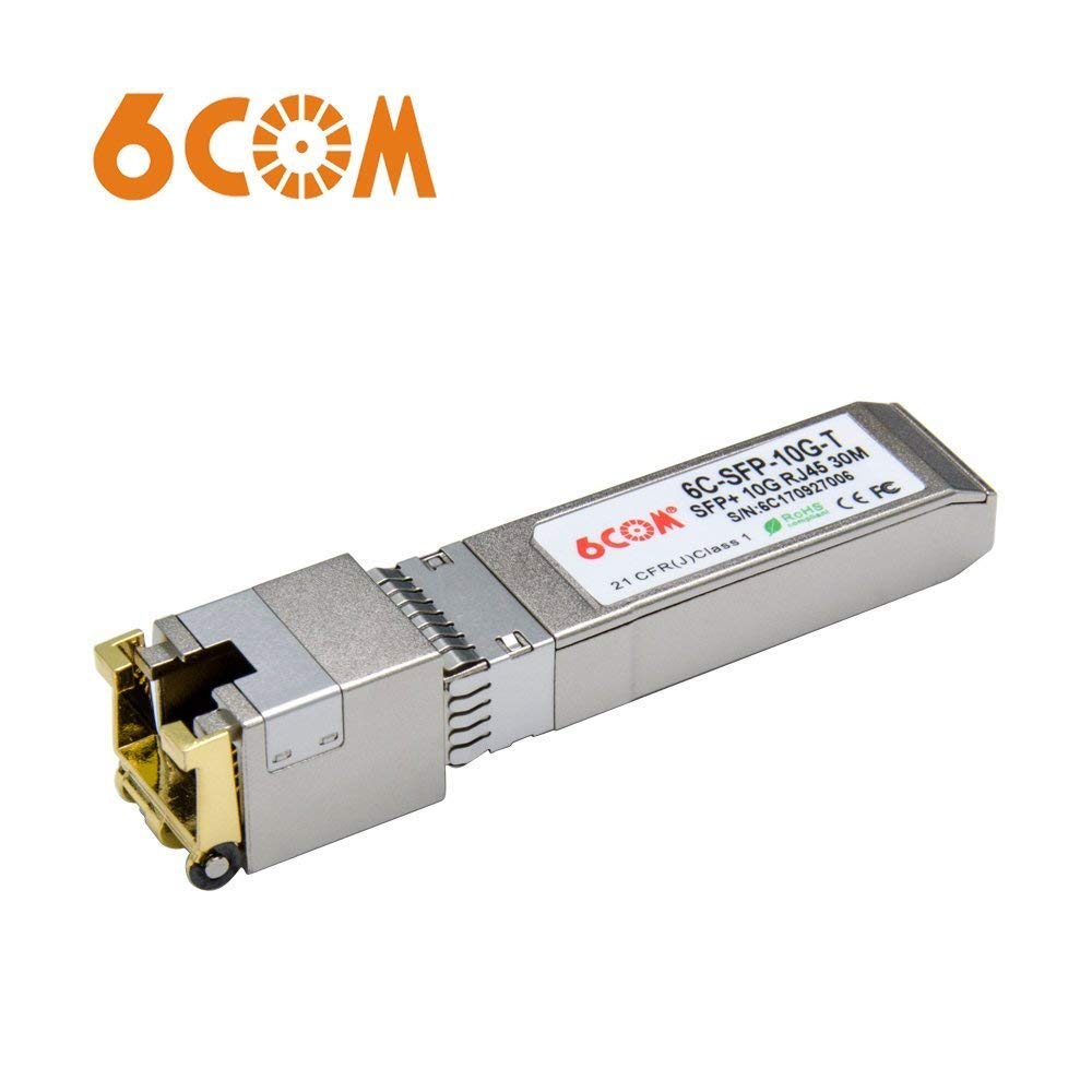 6COMGIGA 10GBase-T SFP+ Transceiver, 10G T Copper RJ45 Module up to 30 Meters, Compatible With Juniper, Netgear, Ubiquiti and Other Open Switch