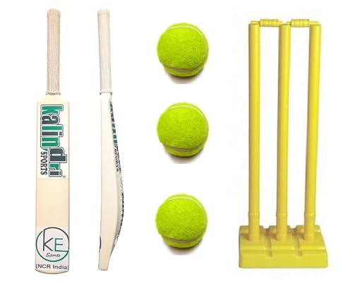 Kalindri Sports - Kalindri Sports Cricket Set, Size 6 Bat with Wickets and Tennis Balls, Youth Training Kit, 10-15 Years, Upto 168 cm Player Height, Multicolour