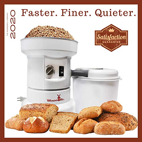 Powerful Electric Grain Mill Grinder and Dough Kitchen Mixer Bundle for Home and Professional Use - High Speed Flour Mill for Healthy Grains and Versatile Dough Blender for Making Bread by Wondermill
