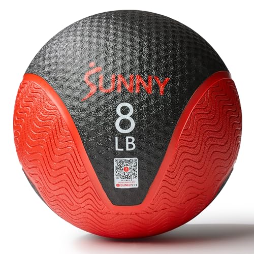 Image of Sunny Health & Fitness 10 LB Medicine Ball with Premium Dual Textured Grip | 4-30LB Weighted Rubber Medicine Ball, Bouncing Wall Ball, Slam Ball Workouts, Throws Squats Core Strength Training