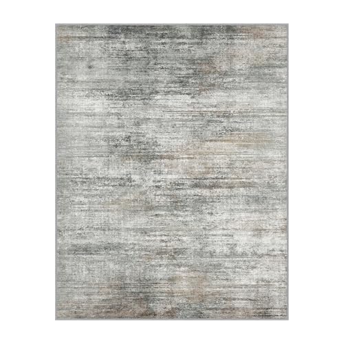 Area Rugs 5x7 for Living Room Bedroom, Modern Abstract Machine Washable Rug, Large Soft Low Pile Floor Cover with Non Slip Backing for Dining Room, Ash Gray Brown