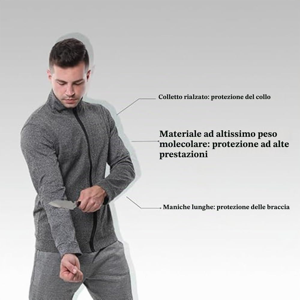 WYWY Giacca Anti-Coltello - Livello 5 Anti-Taglio Anti-Pugnalata, Resistente all'Usura, Giacca con Cerniera Anti-Strappo e Anti-Morso per Protezione Personale e Sicurezza Outdoor(S)