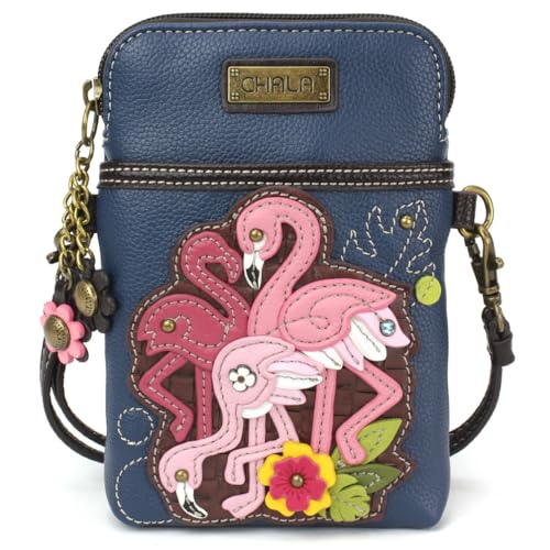 Image of CHALA Bird Collection Cell Phone Crossbody Purse-Women PU Leather /Canvas Multicolor Handbag with Adjustable Strap