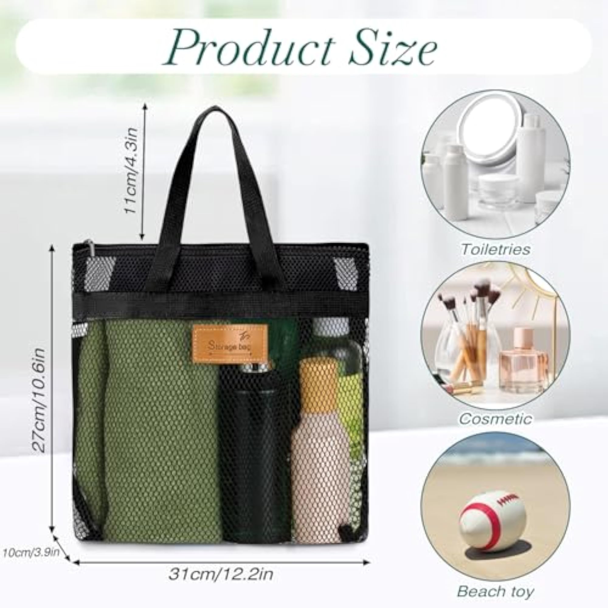 Portable Beach Shower Bag with Handle, Black