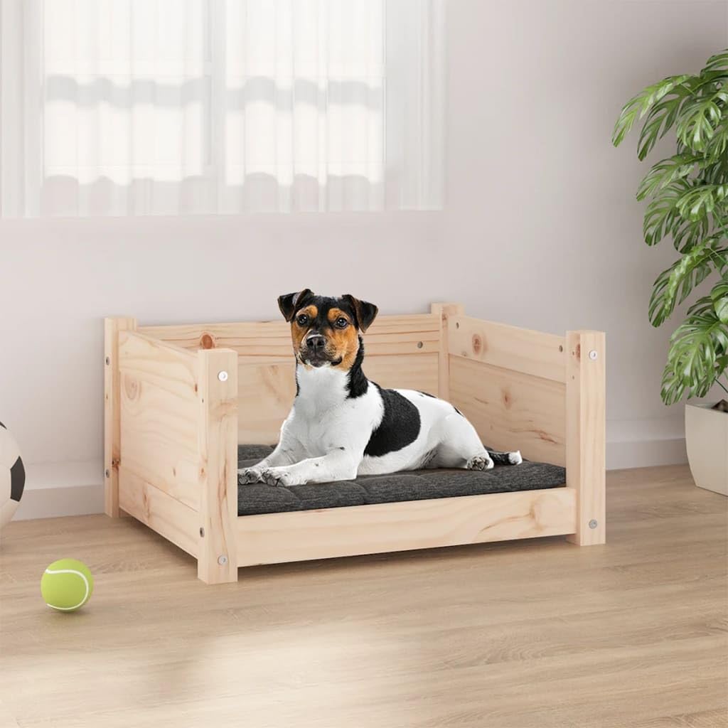 Cama para perro de pino macizo de 55,5 x 45,5 x 28 cm, antideslizante, resistente, con cojín para perros desenfundable y acogedor, ideal como cama para cachorros y lugar de dormir para coche