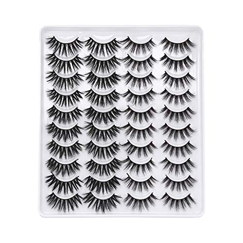 Aonokey 20 Pairs/set Mixed Styles 3D Faux Mink False Eyelashes Wispies Fluffy Natural Long Lashes Extension Beauty Makeup Tools Handmade Cruelty-free (201)