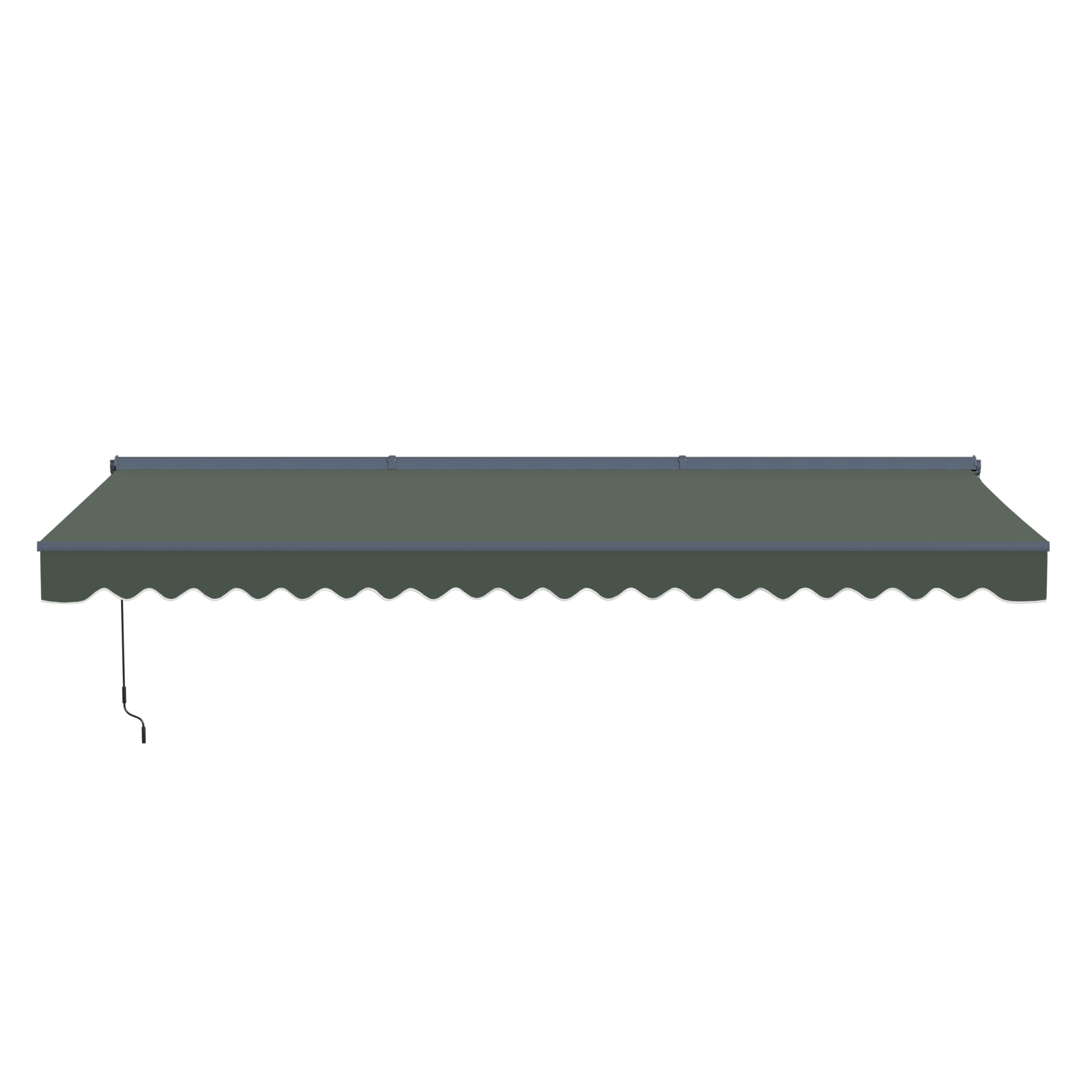 ALEKO 20x10 ft Motorized Retractable Patio Awning, Remote Control Electric Motor & Manual Crank, LED Lights, UV-Protected Fabric Canopy Shade for Deck, Backyard, Porch - Forest Green