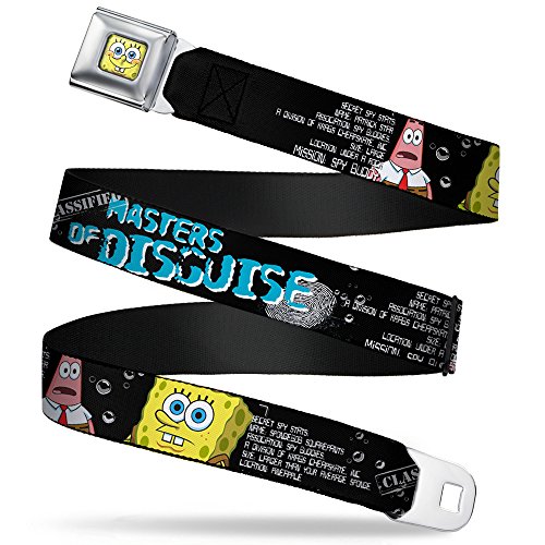Sponge Bob 3-D Face CLOSE-UP Seatbelt Belt - Sponge Bob & Patrick Starfish/Spy Profile MASTERS OF DISGUISE Webbing X-LARGE
