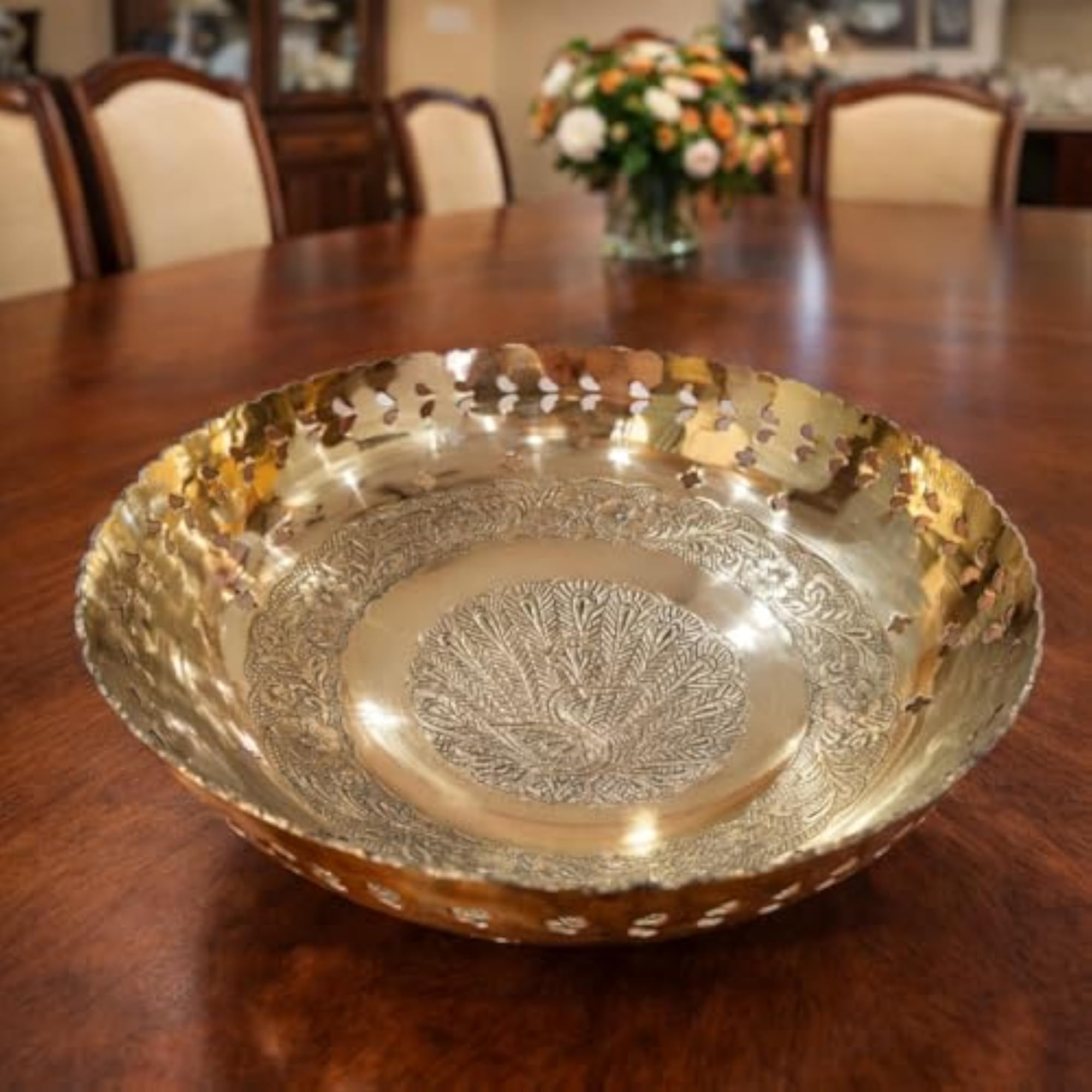 ANYRA'S Pure Brass 9.5 Inch Fruit Bowl