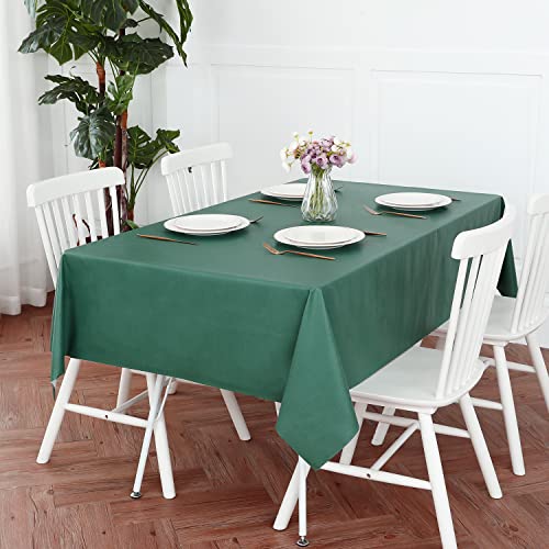 Image of Romanstile Christmas 100% Waterproof PVC Tablecloth, Rectangle Oil Spill Proof Stain Resistant Vinyl Table Cloth, Wipe Clean Plastic Table Covers for Kitchen /Dining /Parties - 60 x 84 Inch, Dark Green