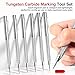 6 Pack Tungsten Carbide Scriber Tools Set - 6 Engraving Pens with 24 Replacement Tips & 6-Inch Steel Ruler, Magnetic Metal Marking Tools for Glass, Steel, Ceramics, Wood, Leather, Welding & Crafting