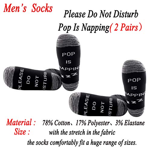 JXGZSO 2 Pairs Grandpa Napping Socks Papa Gift Please Do Not Disturb Pop Is Napping Socks Father's Day Gift2