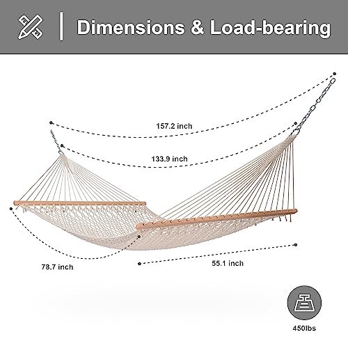 Suncreat Hammocks Traditional Rope Double Hammock With Hardwood Spreader Bar And Carrying Bag thumb #1