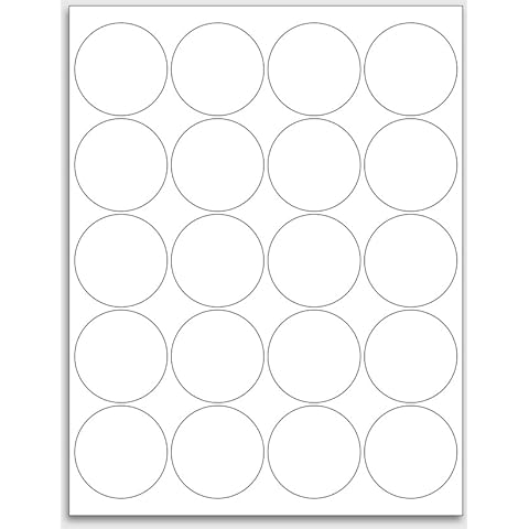 2 Inch Round Labels for Inkjet or Laser Printer - Matte White Printable Labels Stickers From NextDayLabels, Custom Label Printer Stickers For Jars Or Product Label, 500 Circle Sticker Labels, 25 Pages Cover
