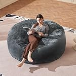 Bean Bag Chair 6Ft, Memory Foam Filled, Large Beanbag Chairs for Adults and Teens, Soft Sofa with Removable Flannel Cover, Round Couch for Living Room Bedroom College Dorm (Dark Gray, 6FT-67×67"×24") - Image 2