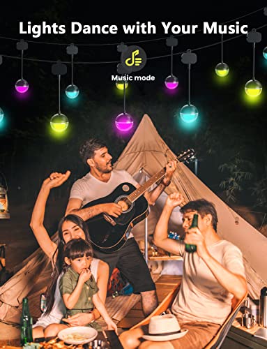 55Ft Rgbw Outdoor String Lights - Ip65 Waterproof Multi-Color Changing Patio Lights, 15 Led Bulbs With 213 Scene Modes, App Control, Connectable And Dimmable For Party #TOP5