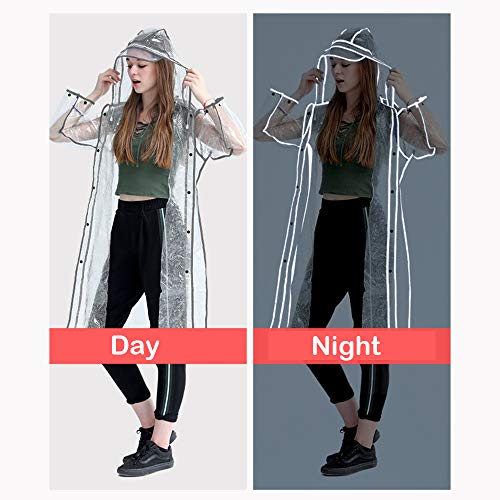 DECDEAL Capa de chuva impermeável feminino masculino capa de chuva transparente leve com capuz capa