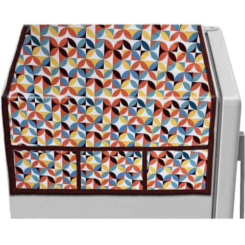 Image of MAXIMUS Dust & Stain Free Waterproof Fridge Top Cover | Refrigerator cover | Washable Material Fridge cover | 6 Utility Pockets (Orange)