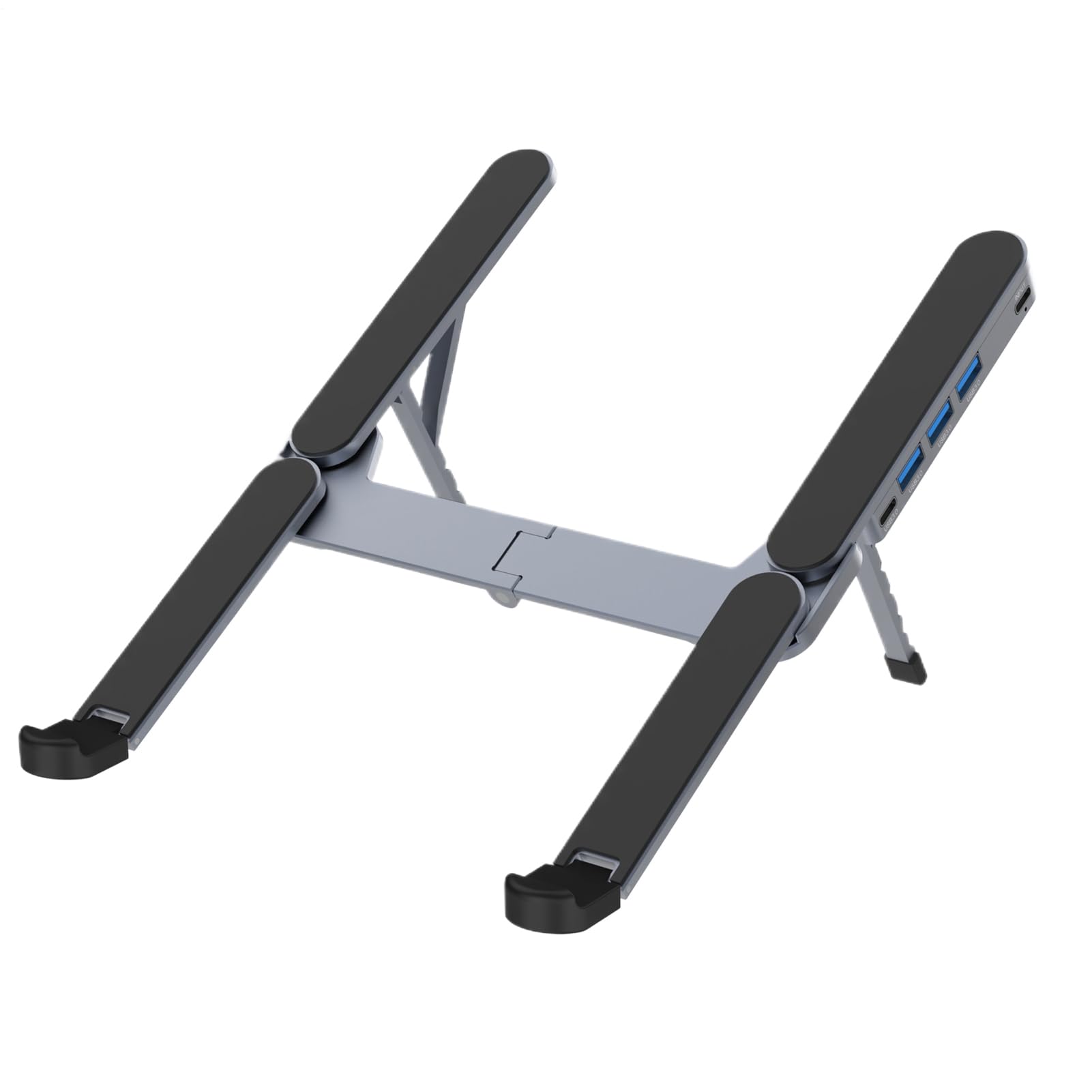 Base per Laptop con Docking Station Base in Lega di Alluminio con USB HUB e | Holder Portatile per Laptop Per Casa Ufficio Scrivania Viaggio Business e